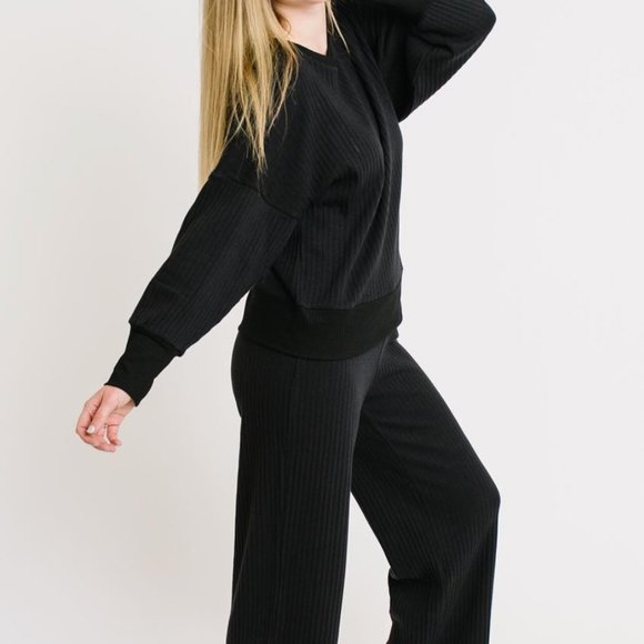 Black Cotton Pajama Set Minimalist Loungewear Sleepwear Lagenlook halloween - Picture 4 of 16